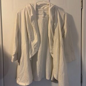 Jessica Simpson Womens Small Open Front Active Cardigan White Hoodie Waterfall